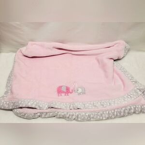Nwot Carters Pink Baby Blanket with Elephant Design